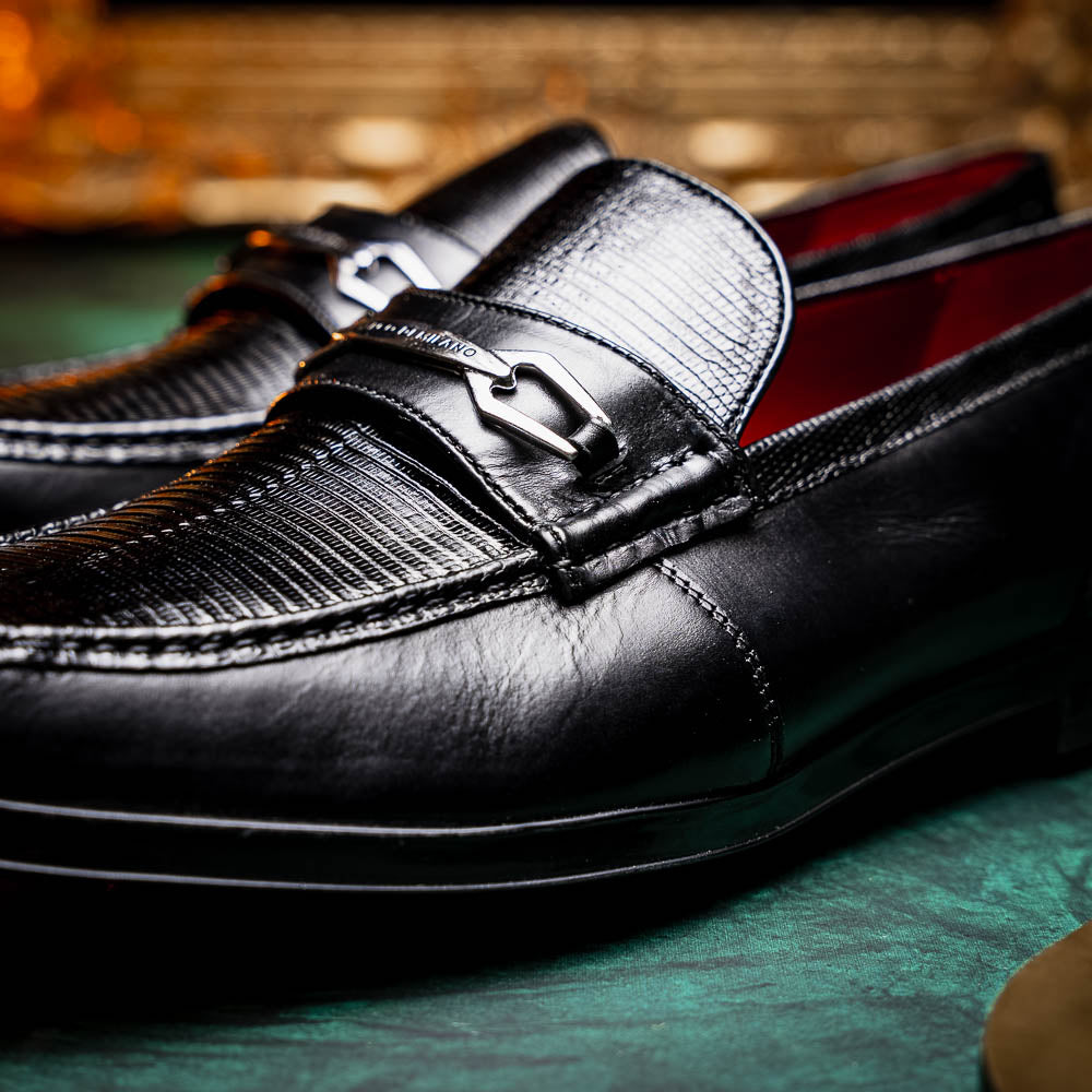 Ravello Black Lizard/Calfskin loafers dress shoes men's