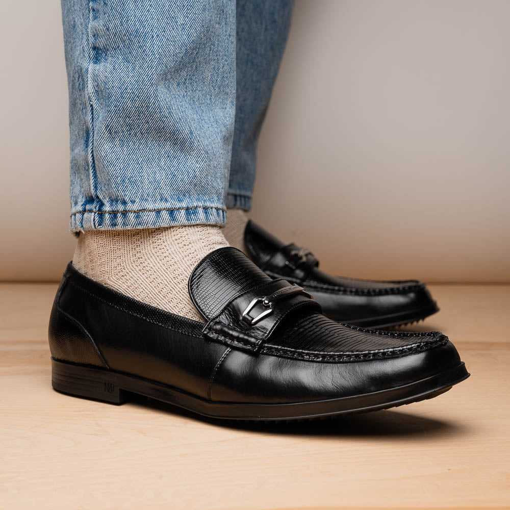 Ravello Black Lizard/Calfskin loafers dress shoes men's