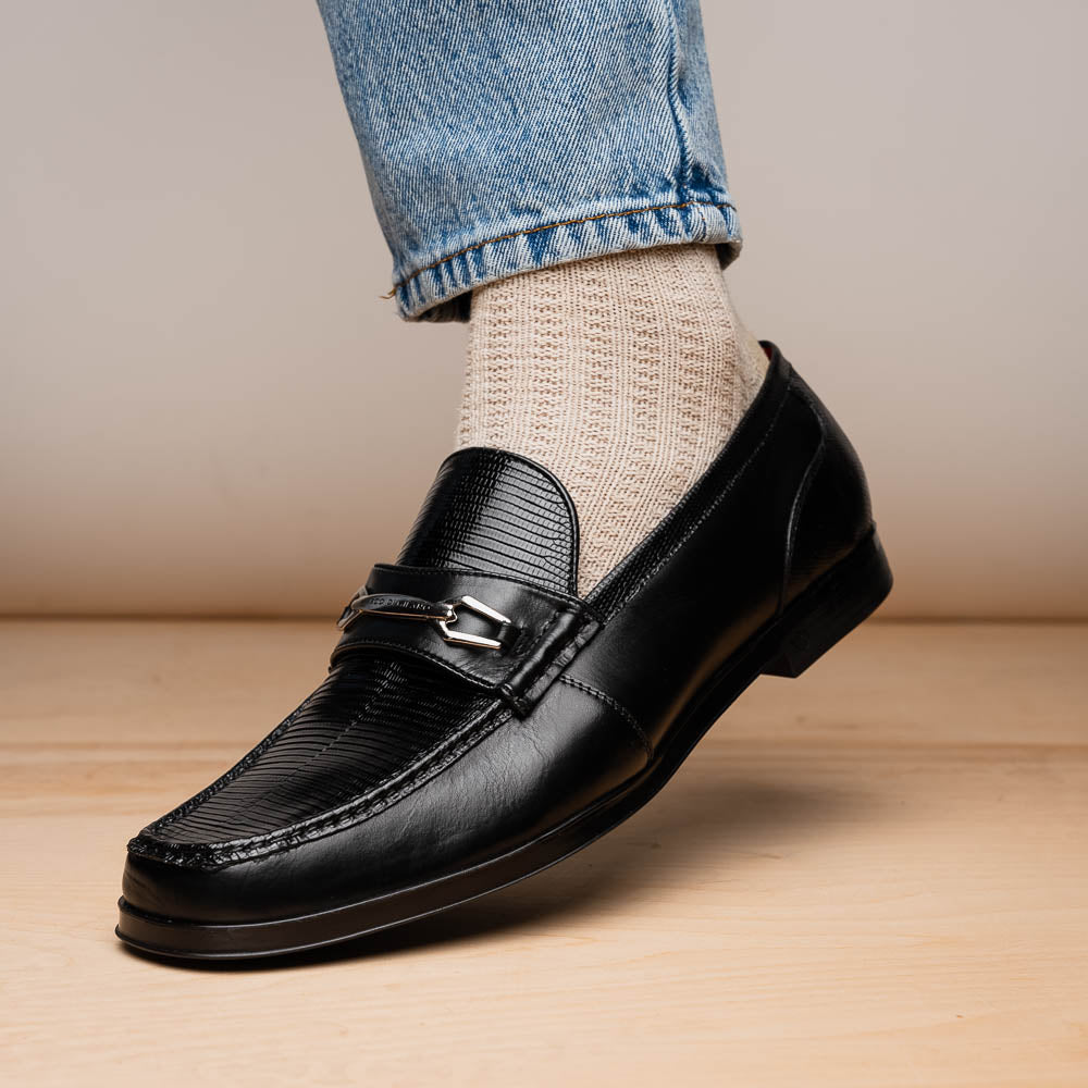 Ravello Black Lizard/Calfskin loafers dress shoes men's