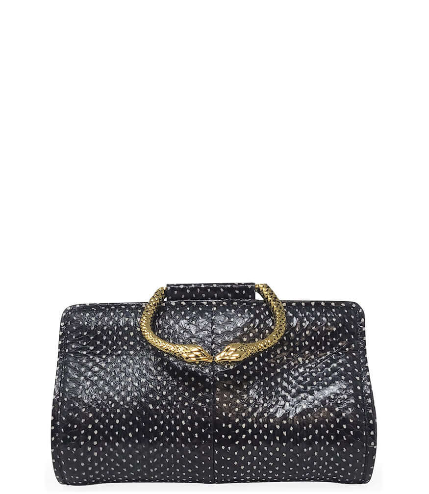 Watersnake Mini Clutch W/ Snake Handle leather black Madison Maison