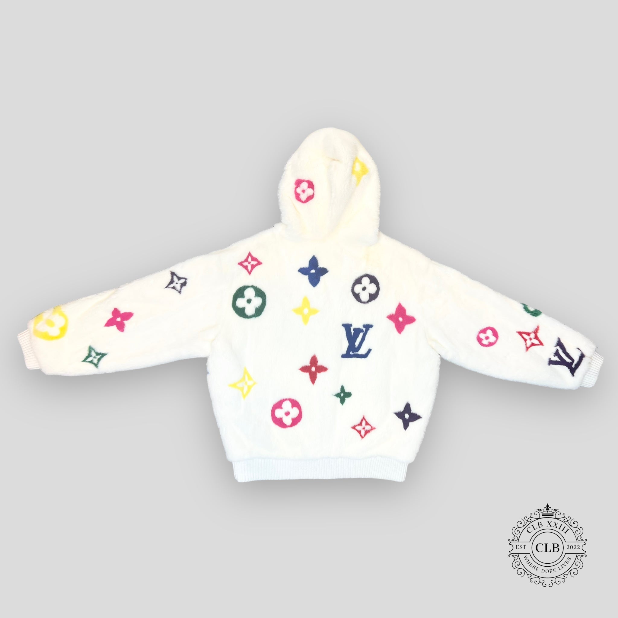 Louis Vuitton Multicolor Monogram Mink Coat Jacket White multi color 50 unisex
