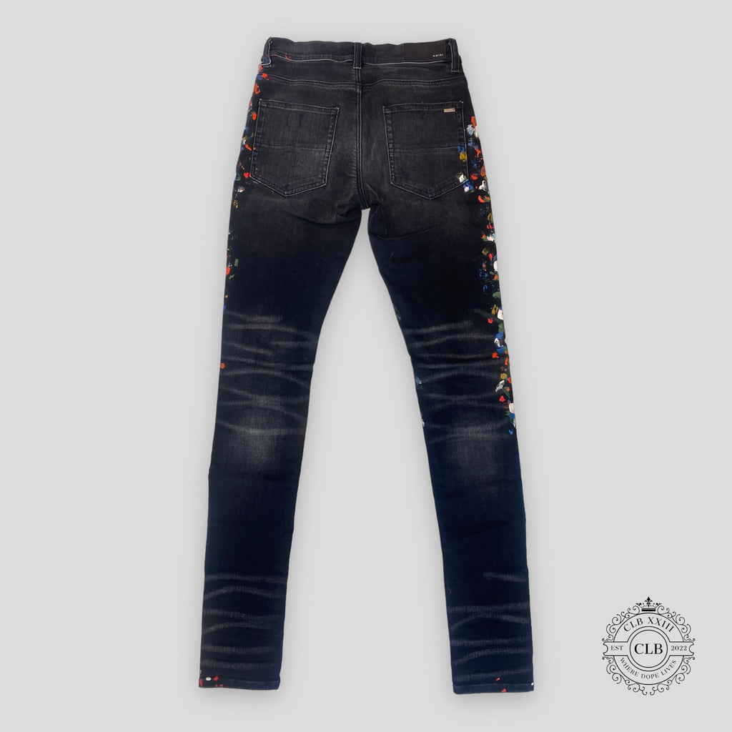 AMIRI SKINNY PAINTER JEANS - AGED BLACK men's unisex paint splatter