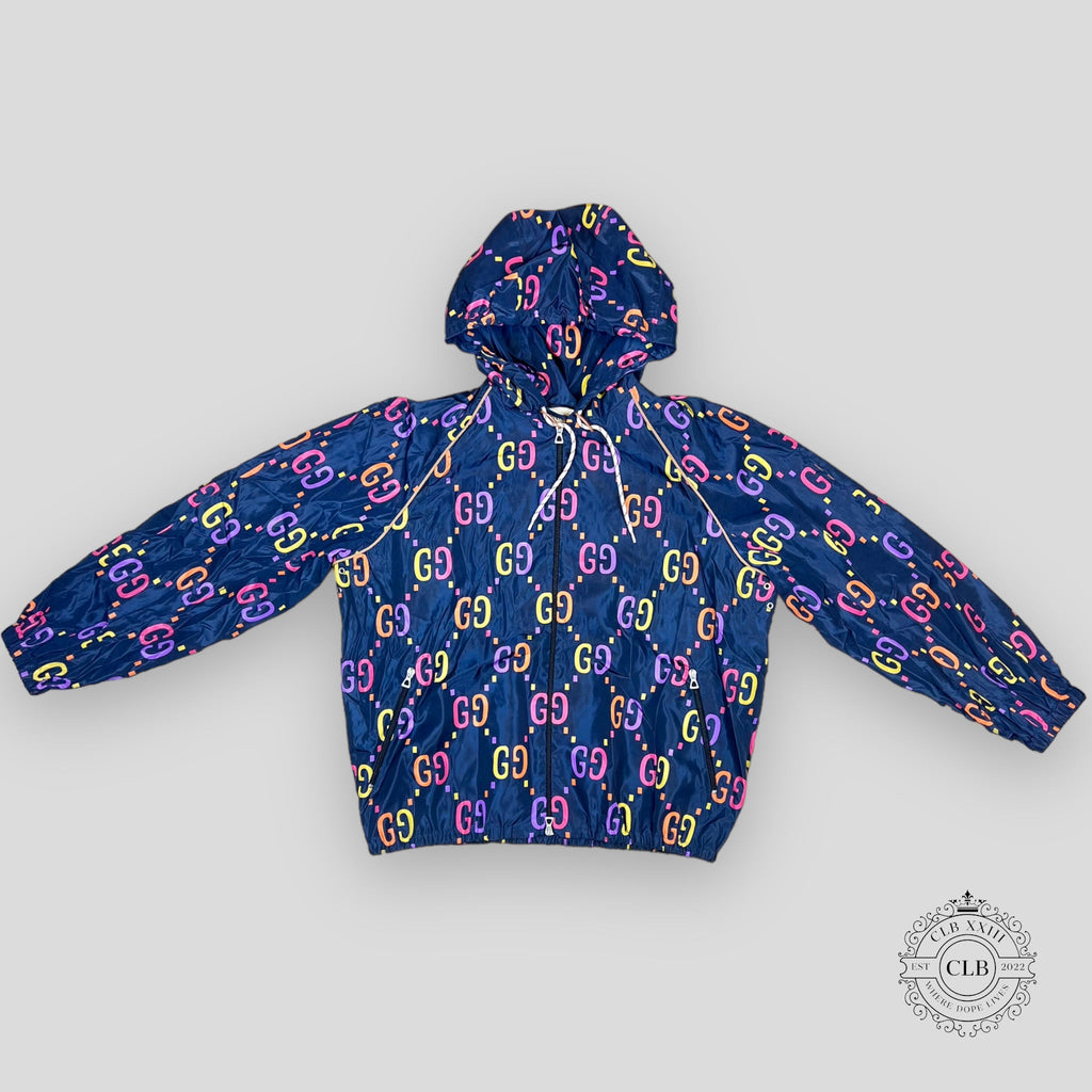 GUCCI GG JACQUARD WINDBREAKER JACKET- BLUE 50 52 men's unisex coat