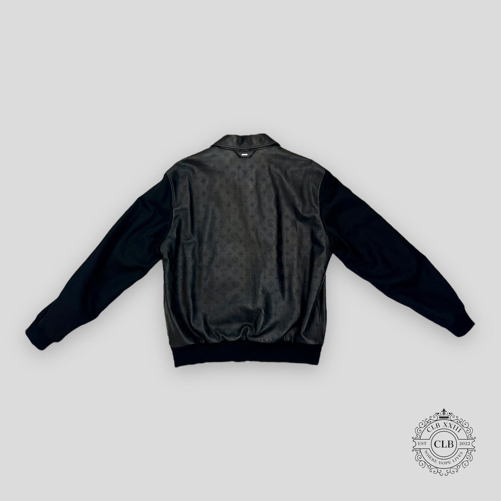 LOUIS VUITTON LVSE MONOGRAM EMBOSSED MIX 54 coat jacket - BLACK wool leather
