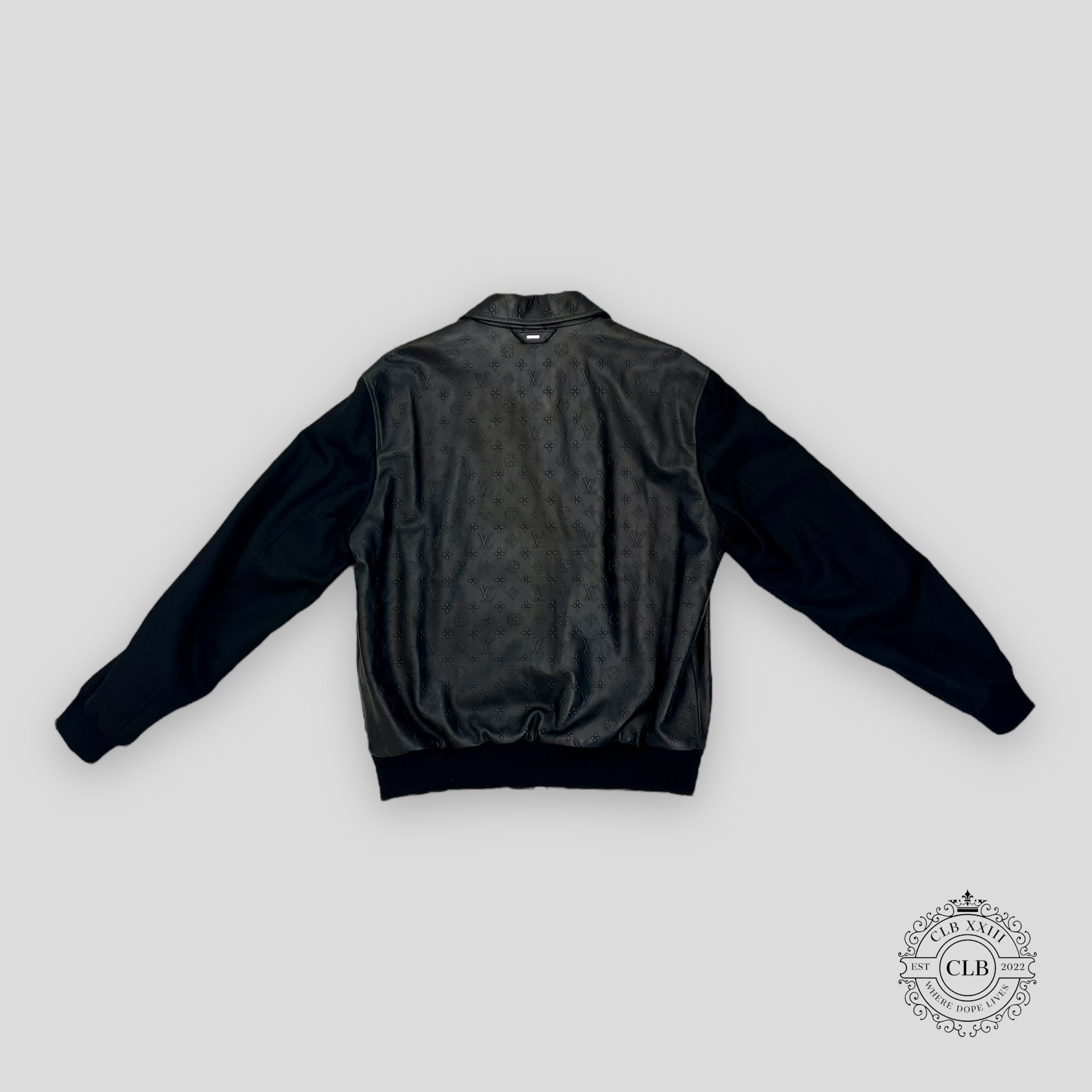 LOUIS VUITTON LVSE MONOGRAM EMBOSSED MIX 54 coat jacket - BLACK wool leather