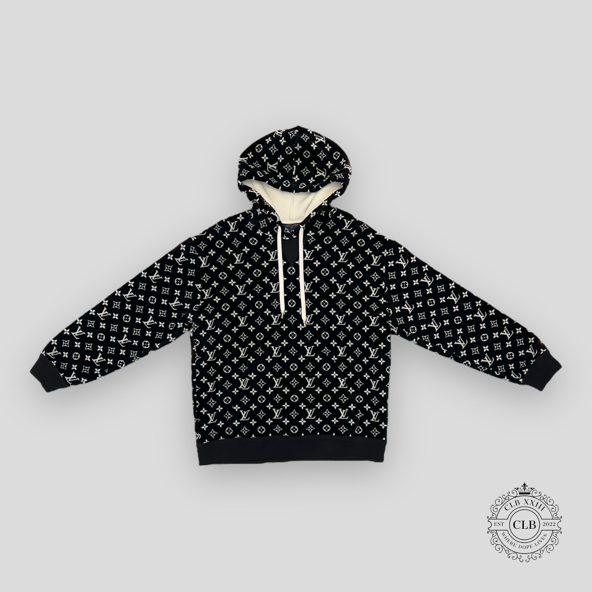 Louis Vuitton Monogram Toweling Hoodie in Black men's unisex 3L M