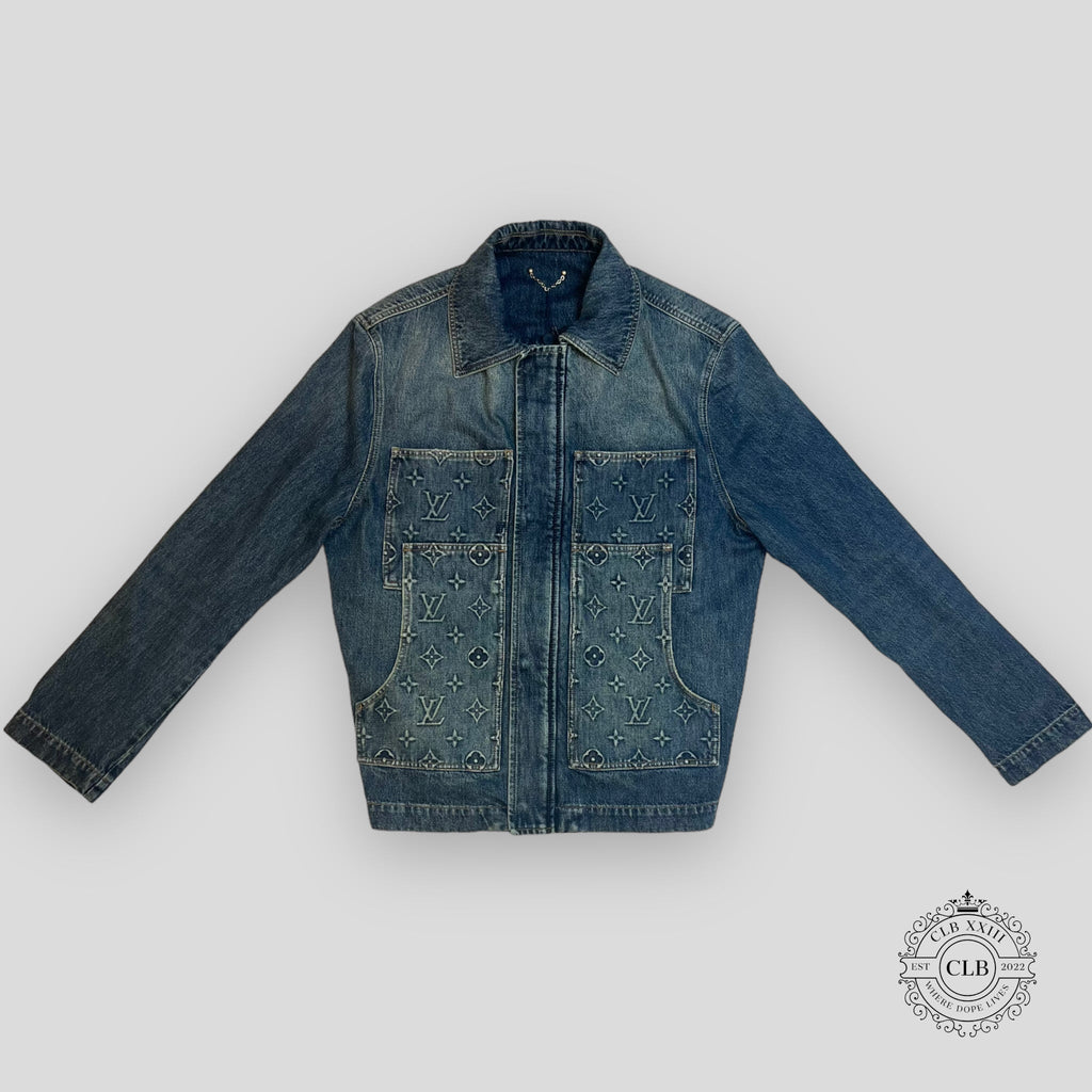 Louis Vuitton Monogram Denim Jacket in Indigo blue jean coat 52