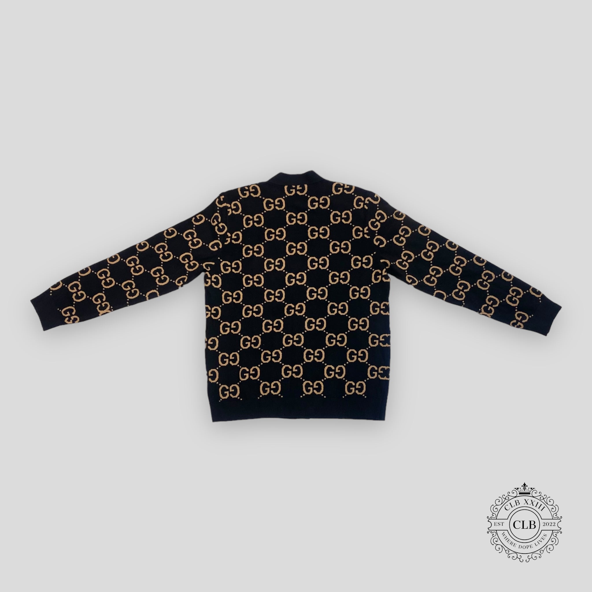 GUCCI GG WOOL JACQUARD CARDIGAN - BLACK/CAMEL men's sweater