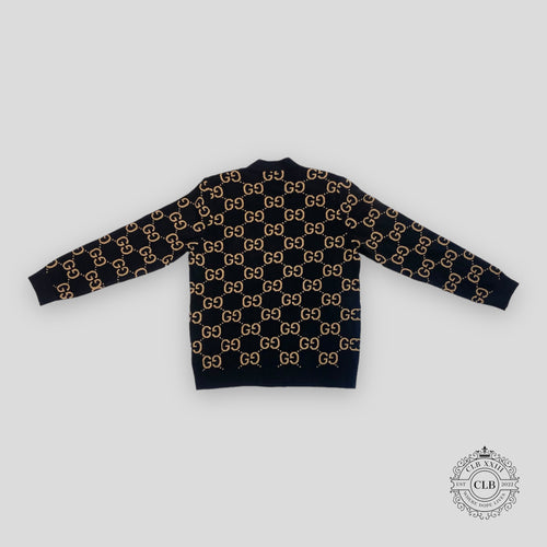 GUCCI GG WOOL JACQUARD CARDIGAN - BLACK/CAMEL men's sweater