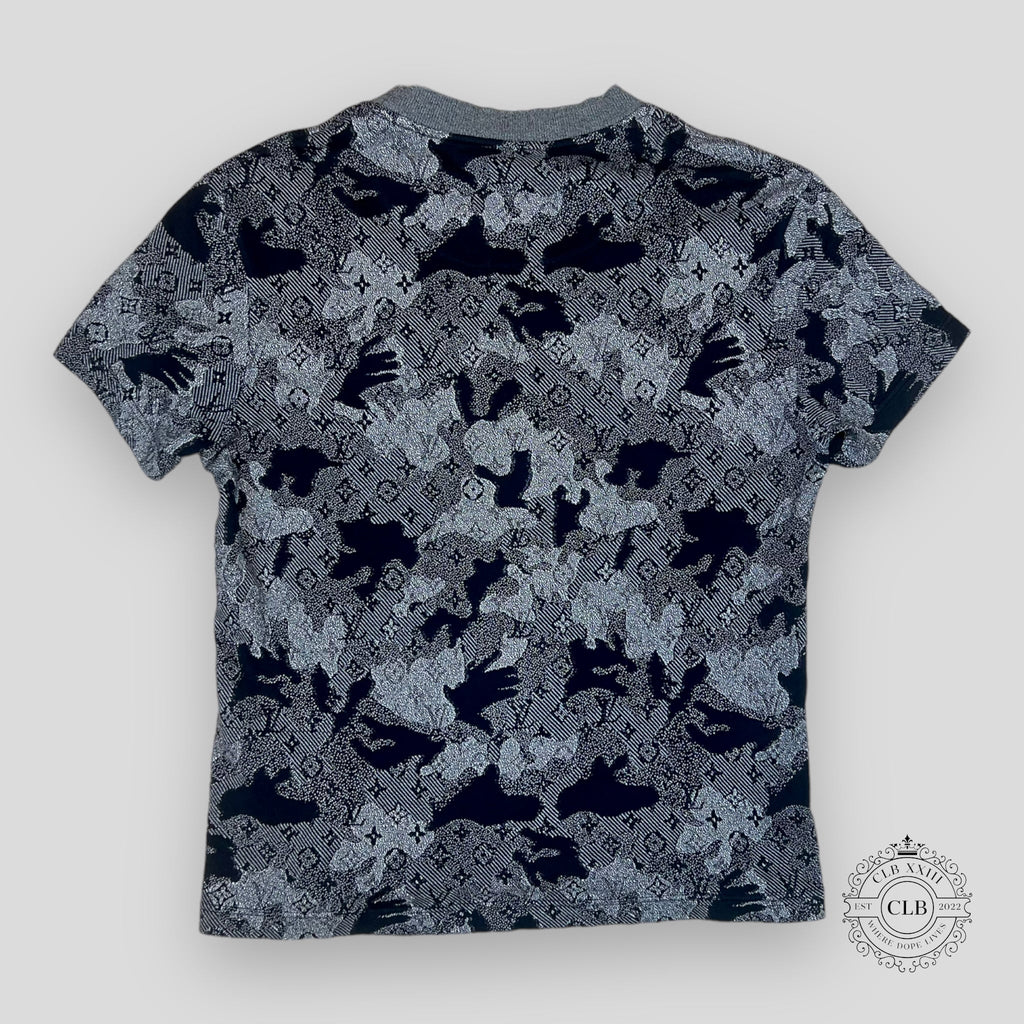 Louis Vuitton Camo Monogram Jacquard T-Shirt in Grey men's unisex black
