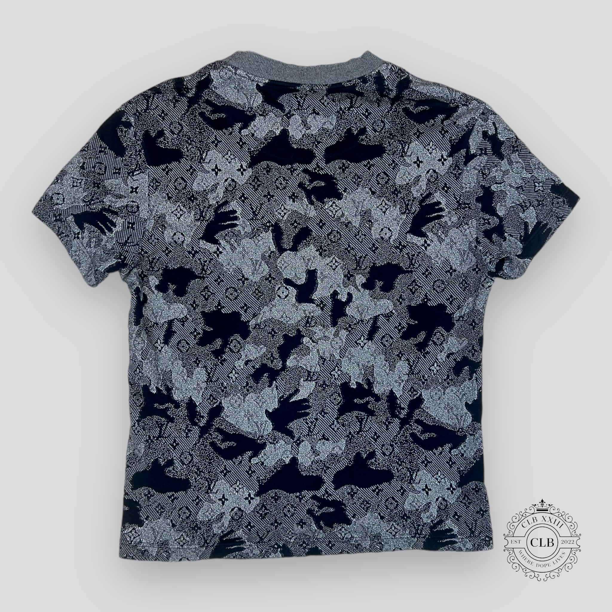 Louis Vuitton Camo Monogram Jacquard T-Shirt in Grey men's unisex black