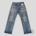 Celine Homme Wesley Straight-Leg Distressed Jeans in Light Blue Men's