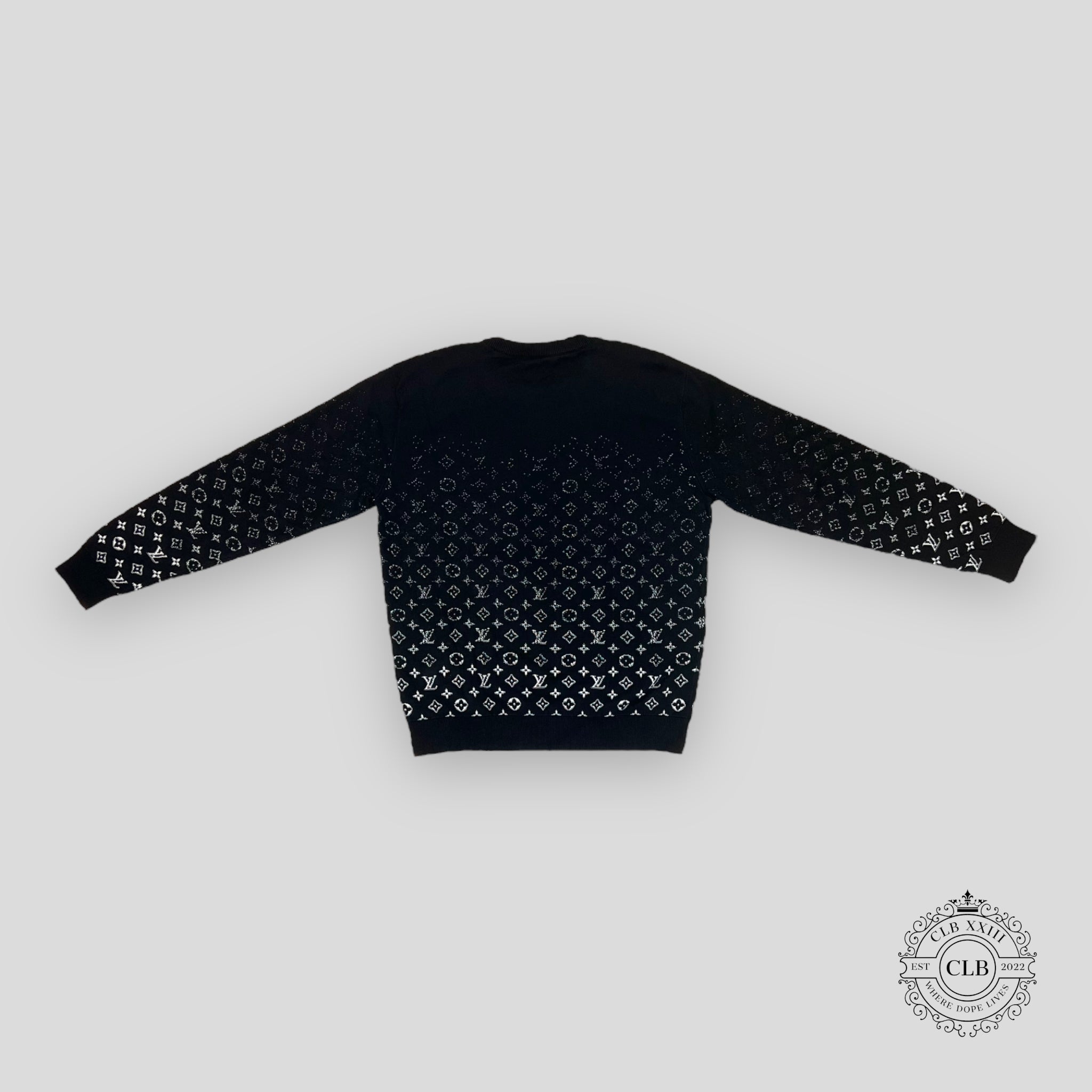 LOUIS VUITTON MONOGRAM DEGRADE LS KNITWEAR - BLACK sweater men's unisex L XL