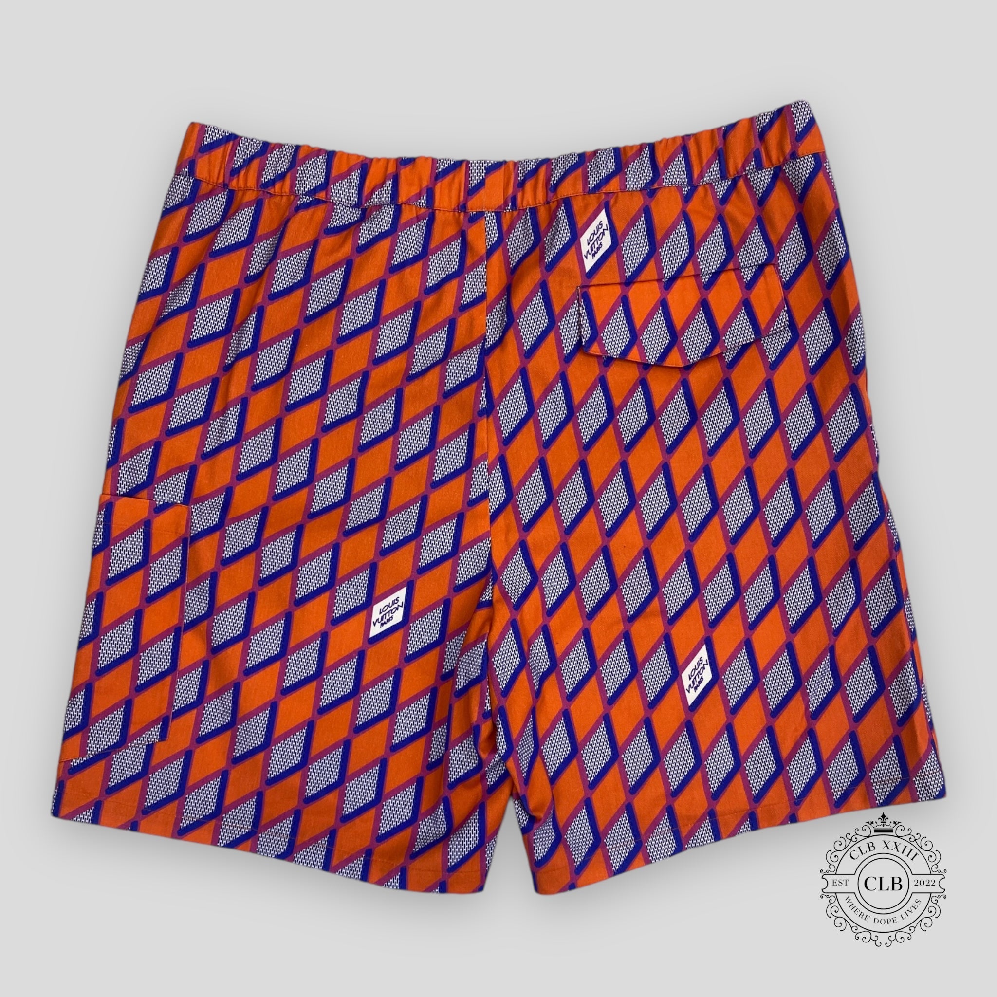 Louis Vuitton Diamond Damier Cricket Drawstring Shorts men's 46