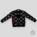 GUCCI GG MOTIF KNIT CARDIGAN - BLACK/MULTICOLOR button up sweater XL men's