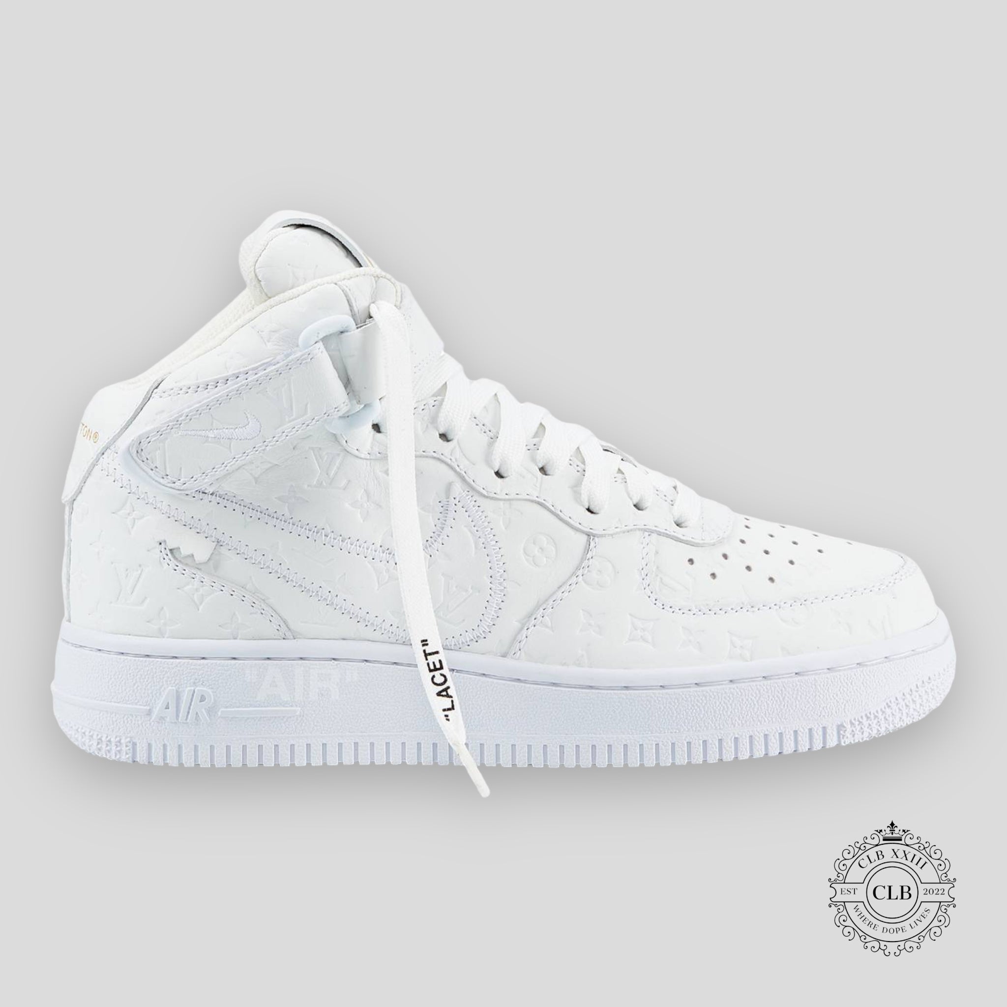 Nike Air Force 1 Mid X Louis Vuitton in Triple White 8 men's sneakers shoes