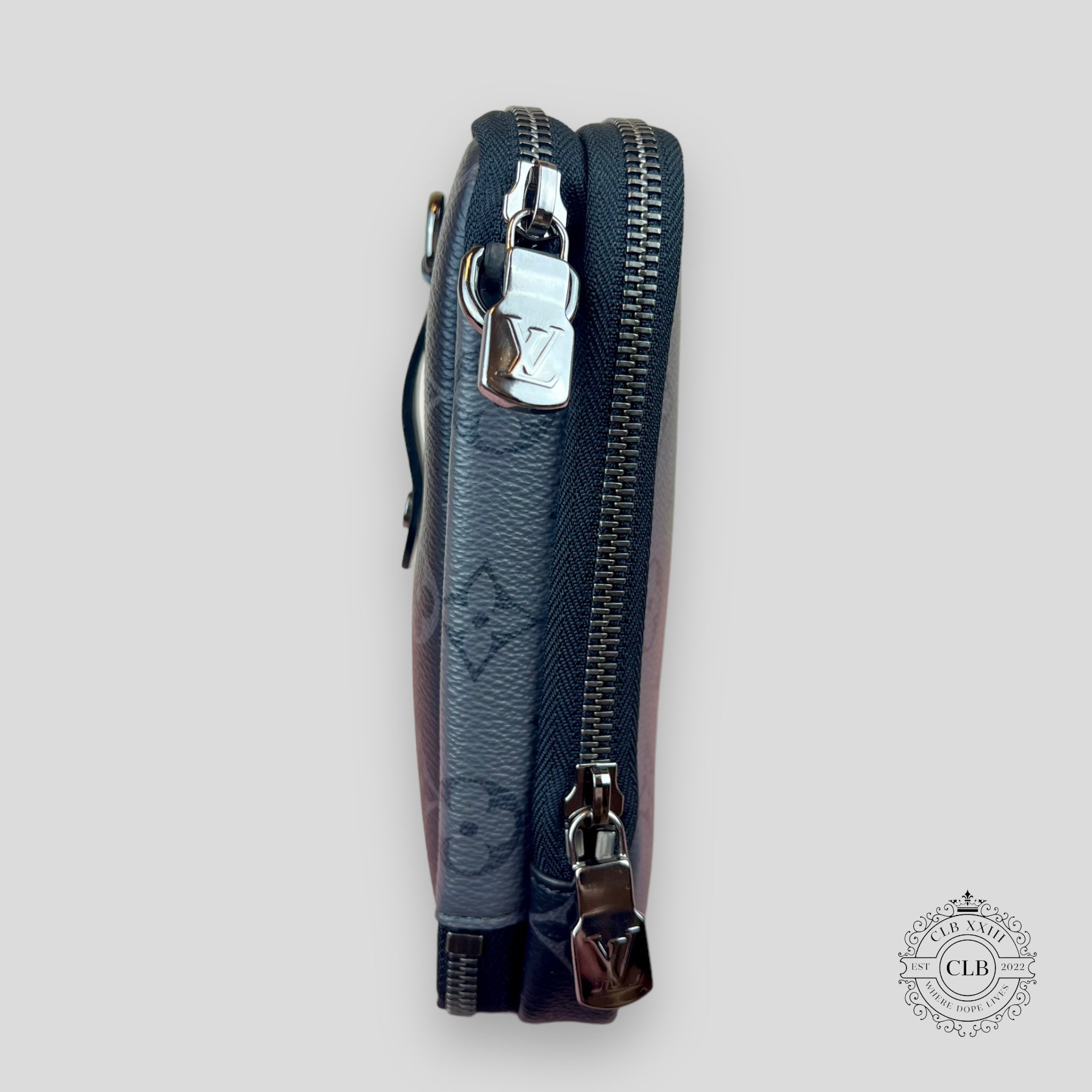 Louis Vuitton Monogram Double Phone Pouch carry case blue
