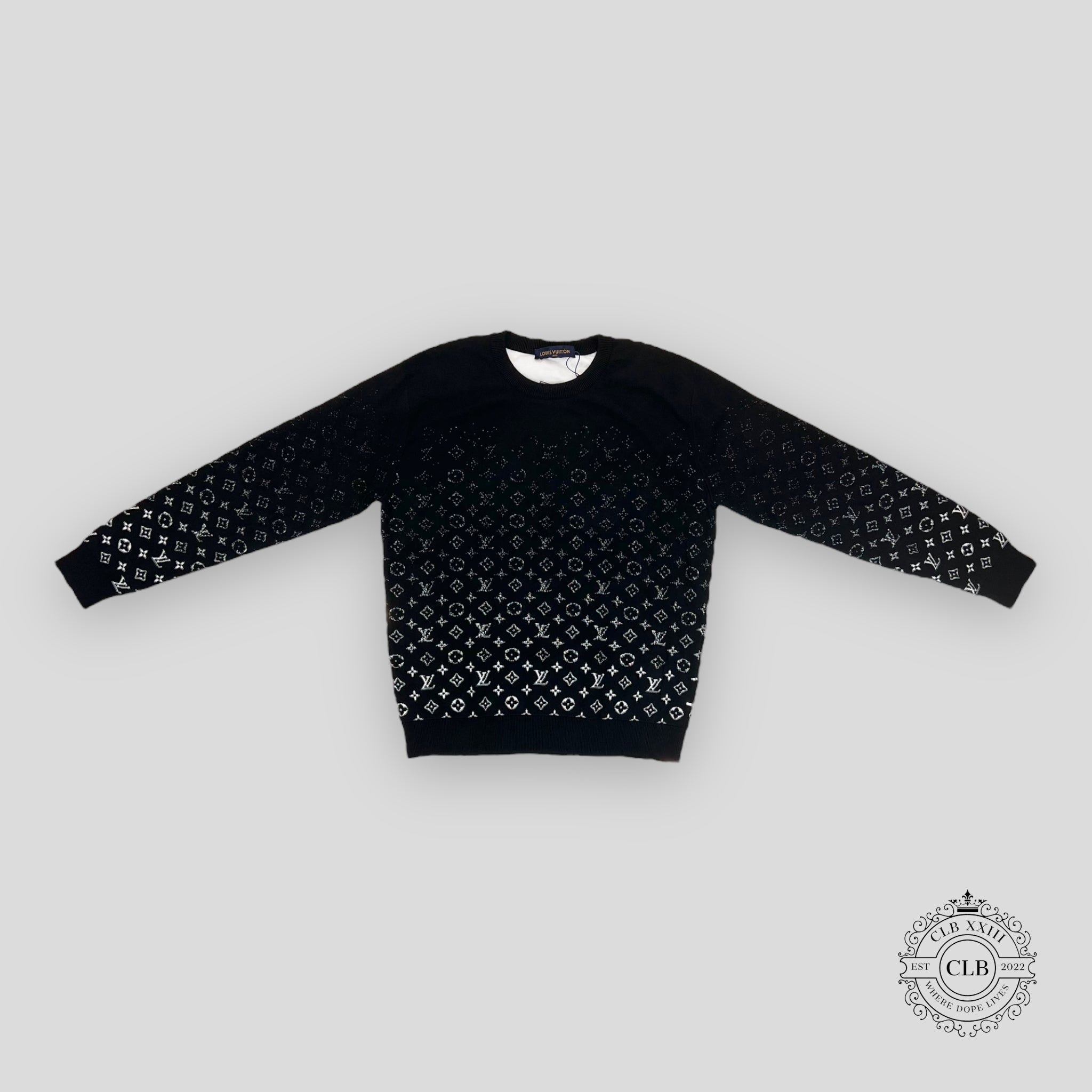 LOUIS VUITTON MONOGRAM DEGRADE LS KNITWEAR - BLACK sweater men's unisex L XL