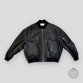 Celine Homme Studded Logo Leather Bomber Jacket in Black lambskin leather men's