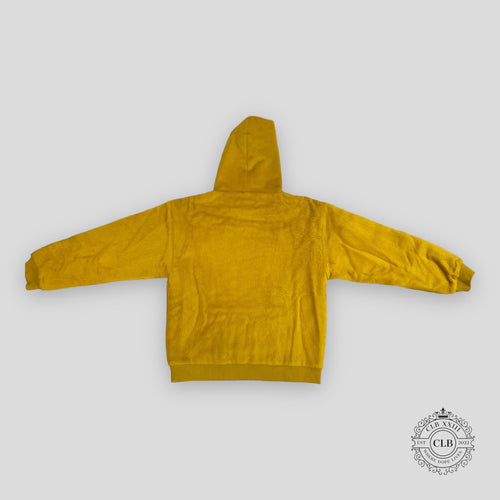 Celine Homme Glitter Sequined Logo Fuzzy Hoodie in Yellow wool XL XXL Men's unisex