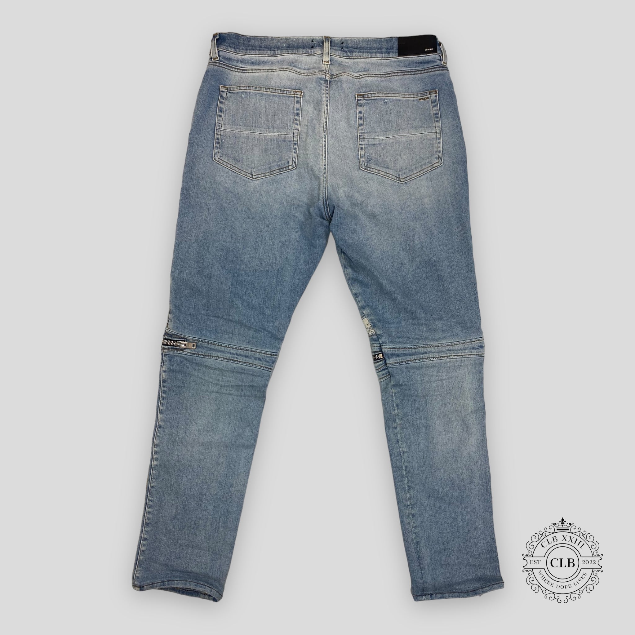 AMIRI MX2 WHITE BANDANA JEANS - CLAY INDIGO men's denim unisex 38