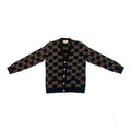 GUCCI GG WOOL JACQUARD CARDIGAN - BLACK/CAMEL men's sweater