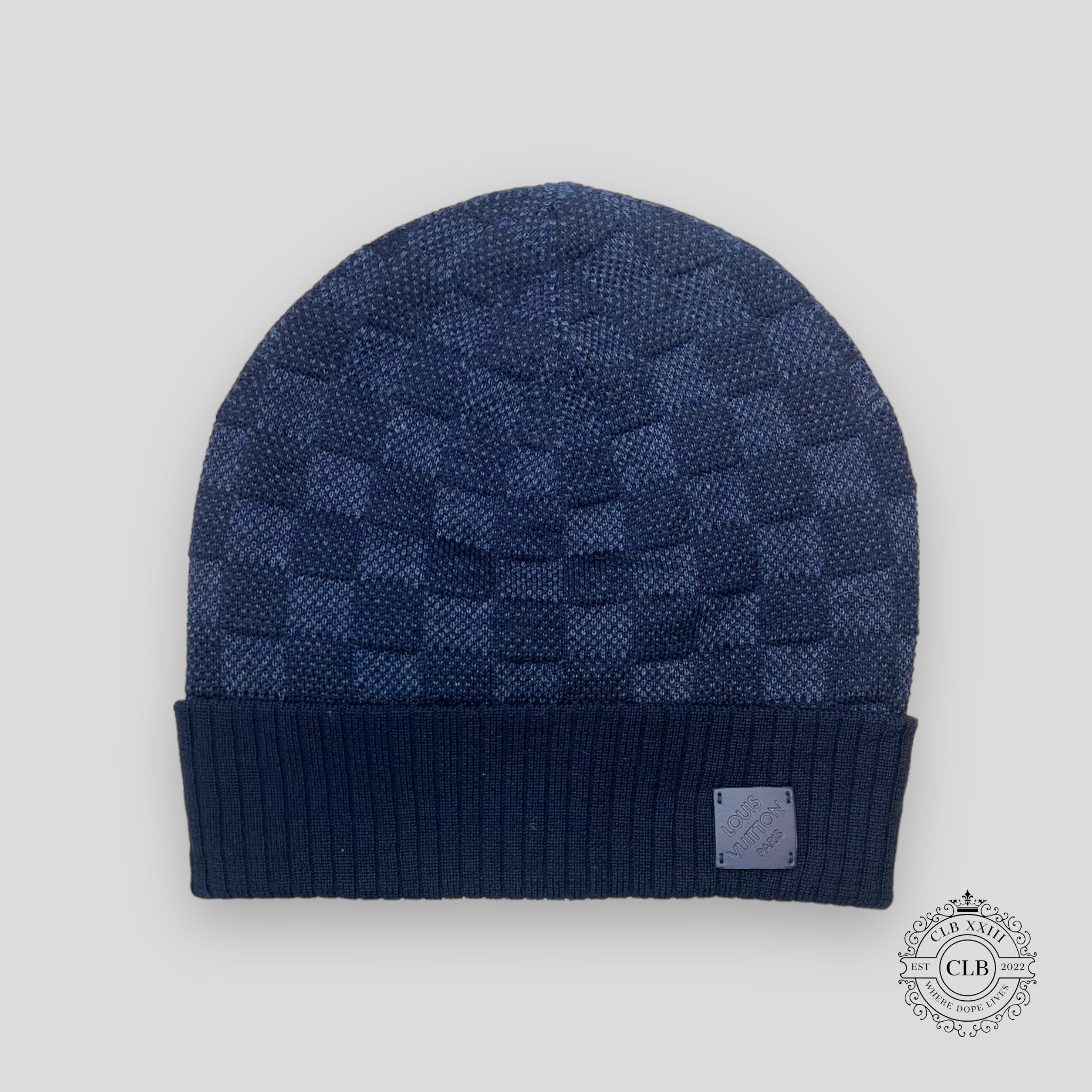 Louis Vuitton Damier Hat in Navy skull cap toboggan beanie