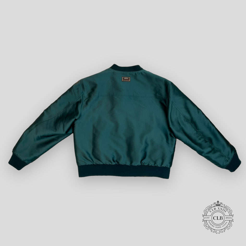 GUCCI REVERSIBLE QUILTED SATIN BOMBER - GREEN men's unisex jacket silk