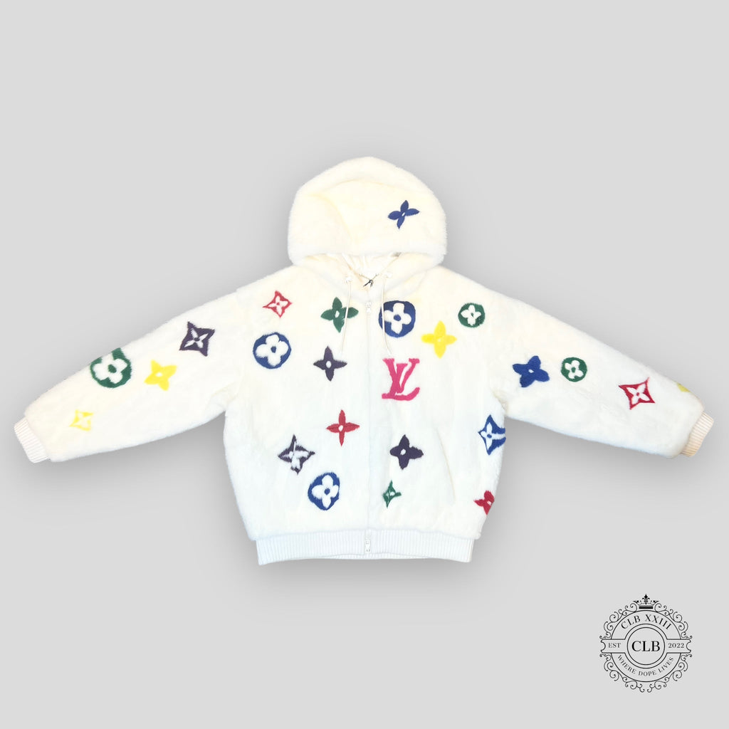Louis Vuitton Multicolor Monogram Mink Coat Jacket White multi color 50 unisex