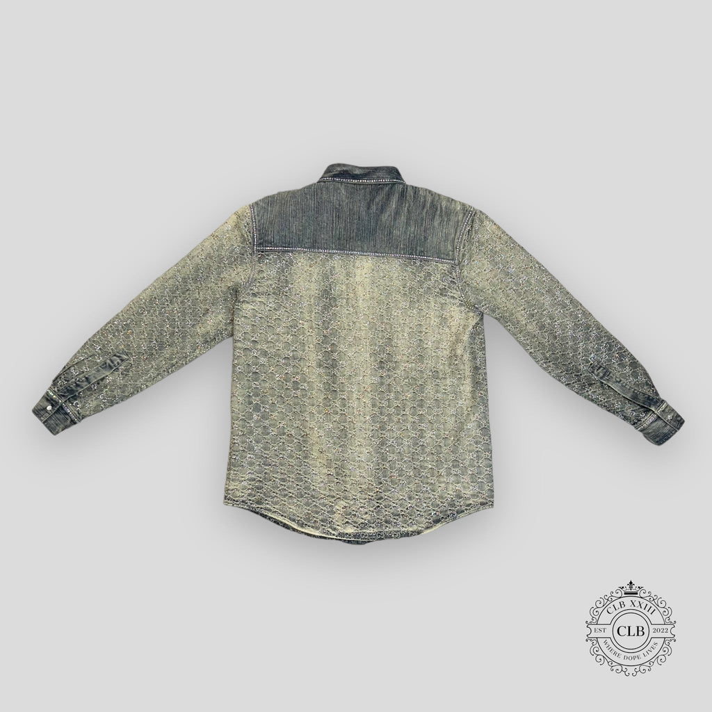 GUCCI GG JACQUARD DENIM JACKET - LIGHT BLUE jean fade Men's