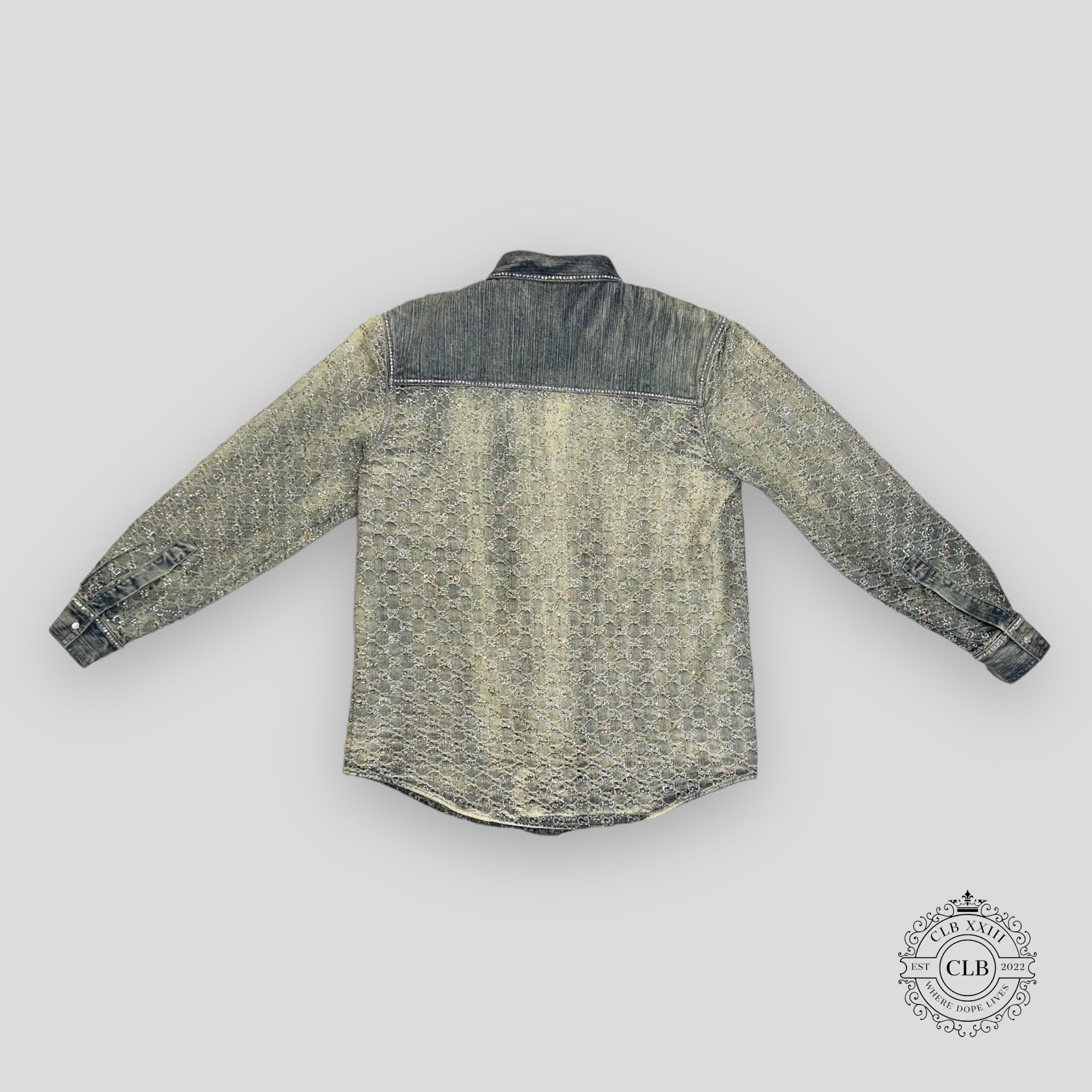 GUCCI GG JACQUARD DENIM JACKET - LIGHT BLUE jean fade Men's