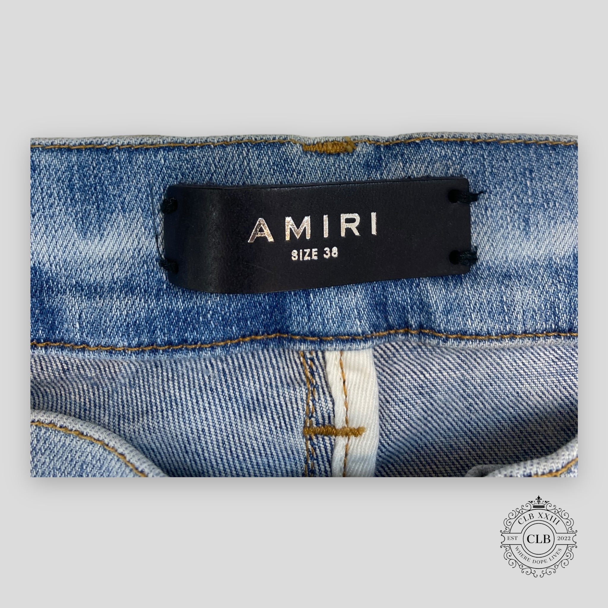 AMIRI MX2 WHITE BANDANA JEANS - CLAY INDIGO men's denim unisex 38