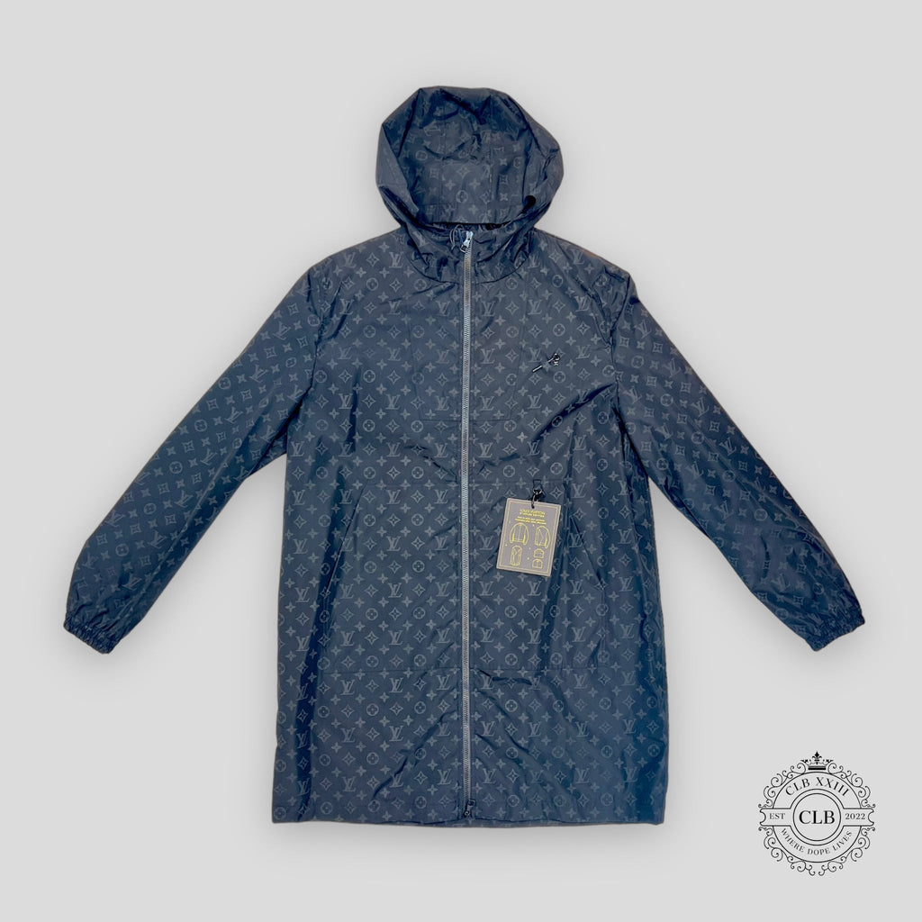 LOUIS VUITTON MIDLENGTH MONOGRAM NYLON WINDBREAKER - BLACK 52 LV