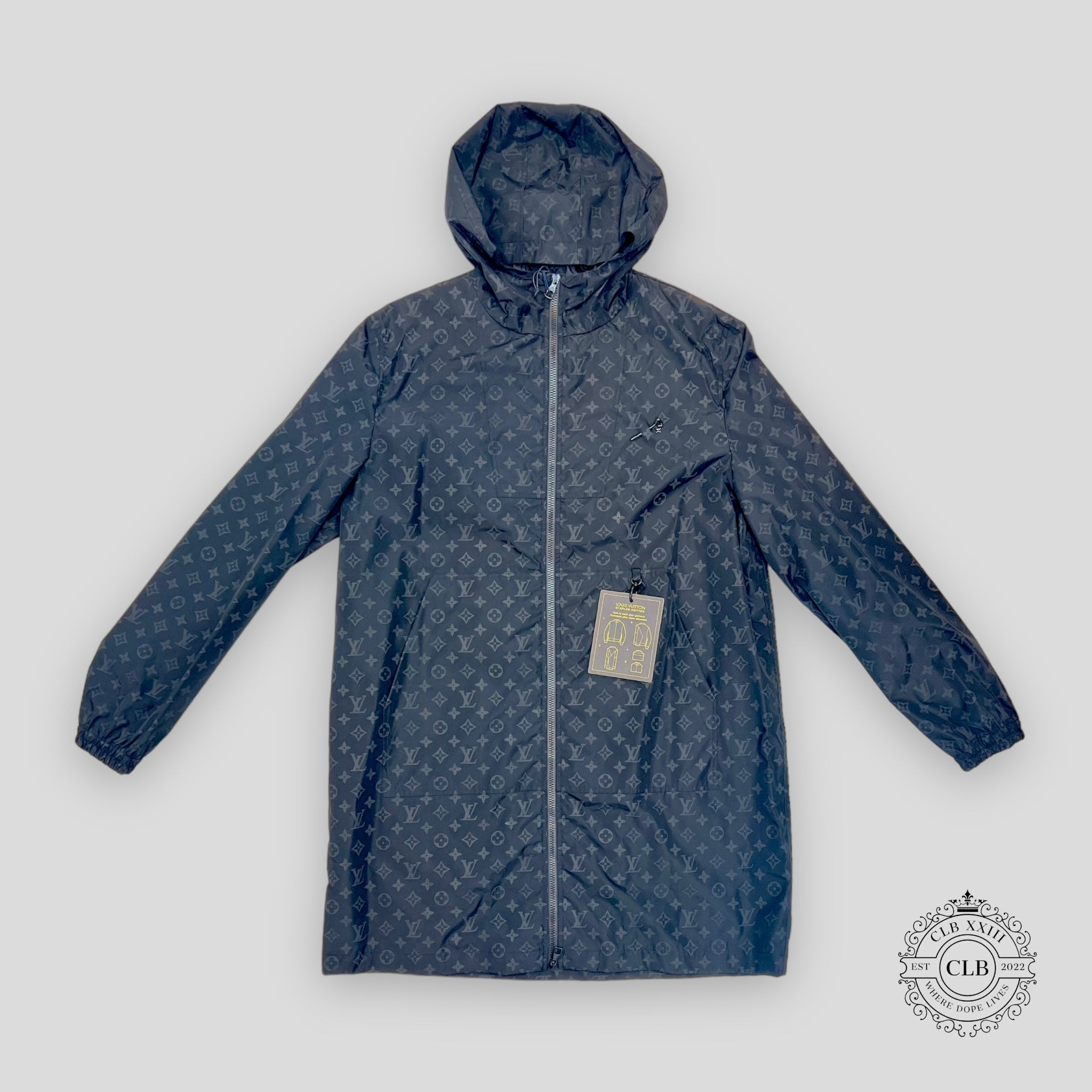 LOUIS VUITTON MIDLENGTH MONOGRAM NYLON WINDBREAKER - BLACK 52 LV