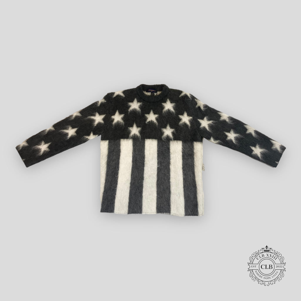 LOUIS VUITTON USA FLAG MOHAIR SWEATER - GREY America Men's Unisex L