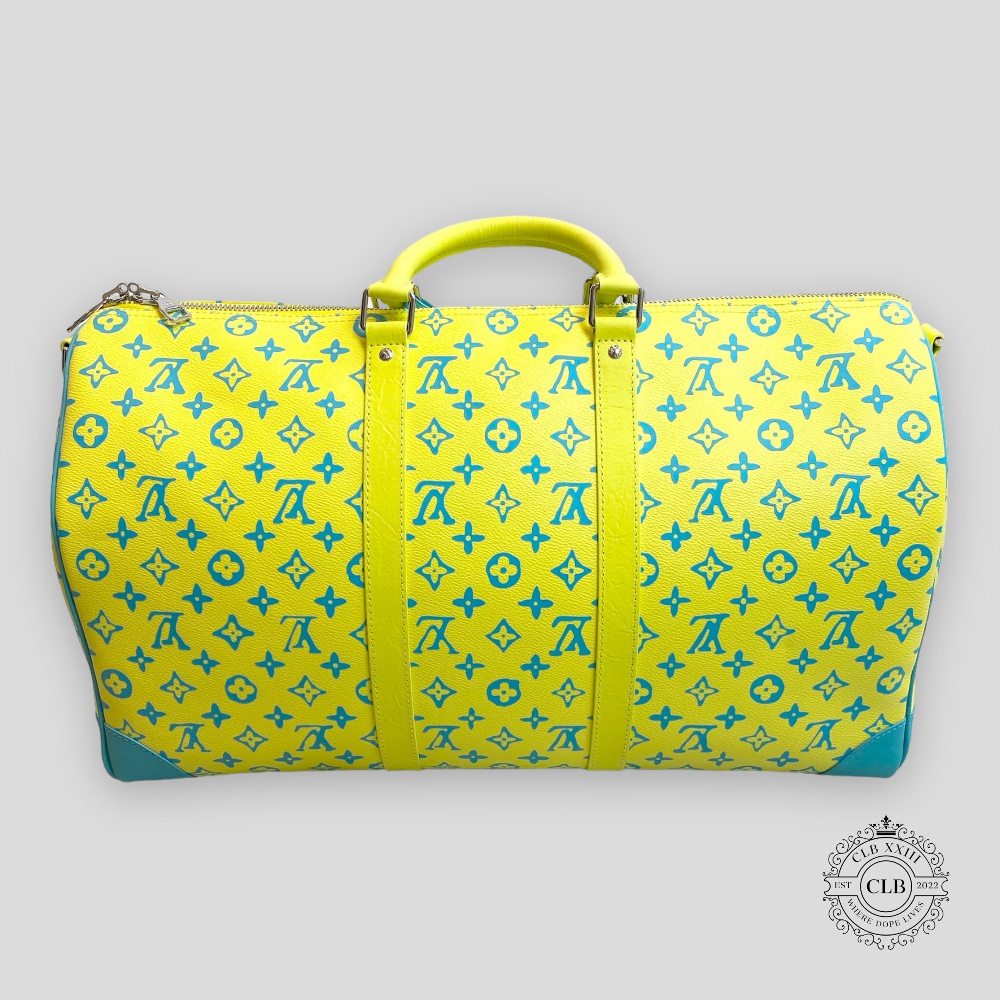 Louis Vuitton Lime Green Monogram Keepall Bandouliere 50 New luggage duffel bag lock key