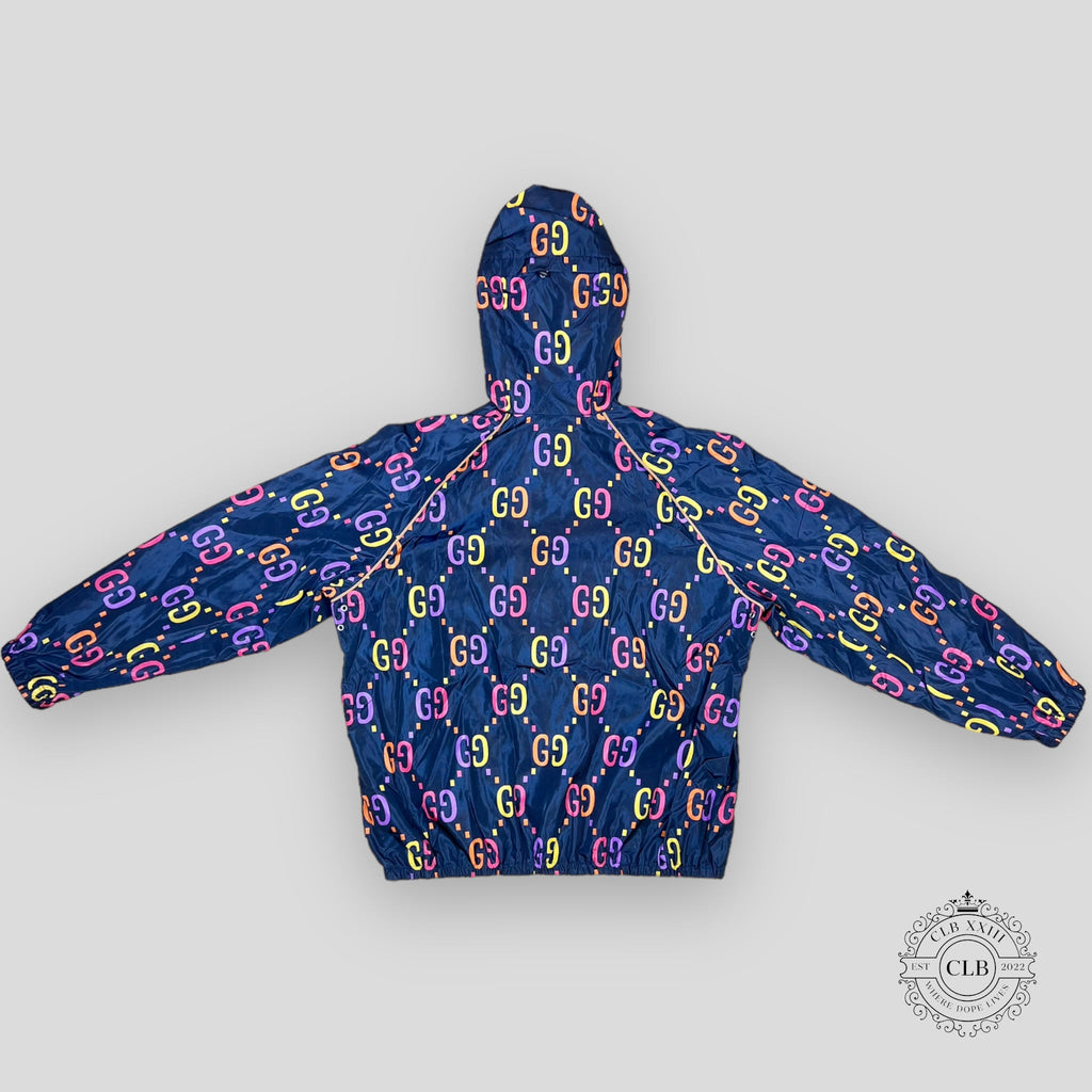 GUCCI GG JACQUARD WINDBREAKER JACKET- BLUE 50 52 men's unisex coat
