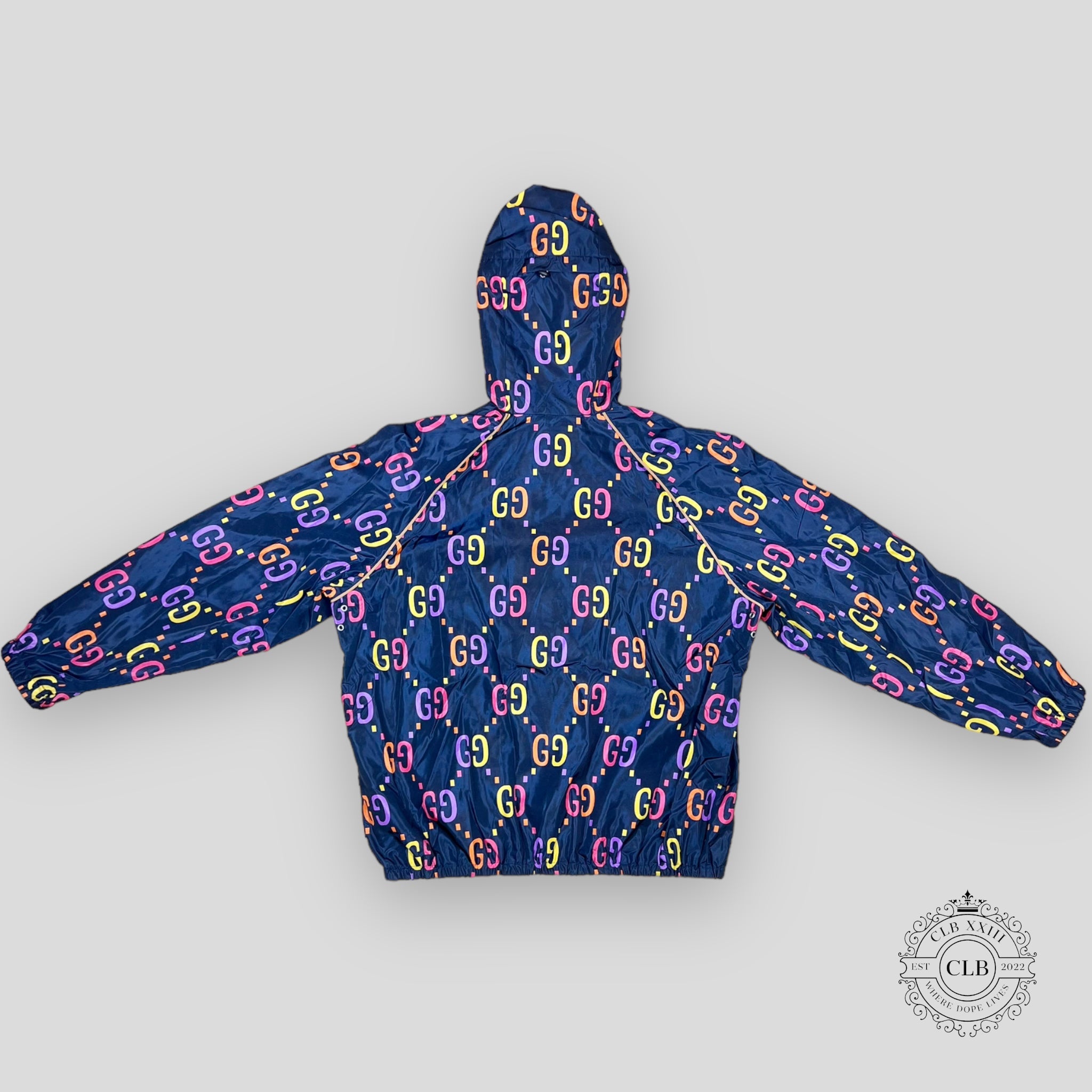GUCCI GG JACQUARD WINDBREAKER JACKET- BLUE 50 52 men's unisex coat