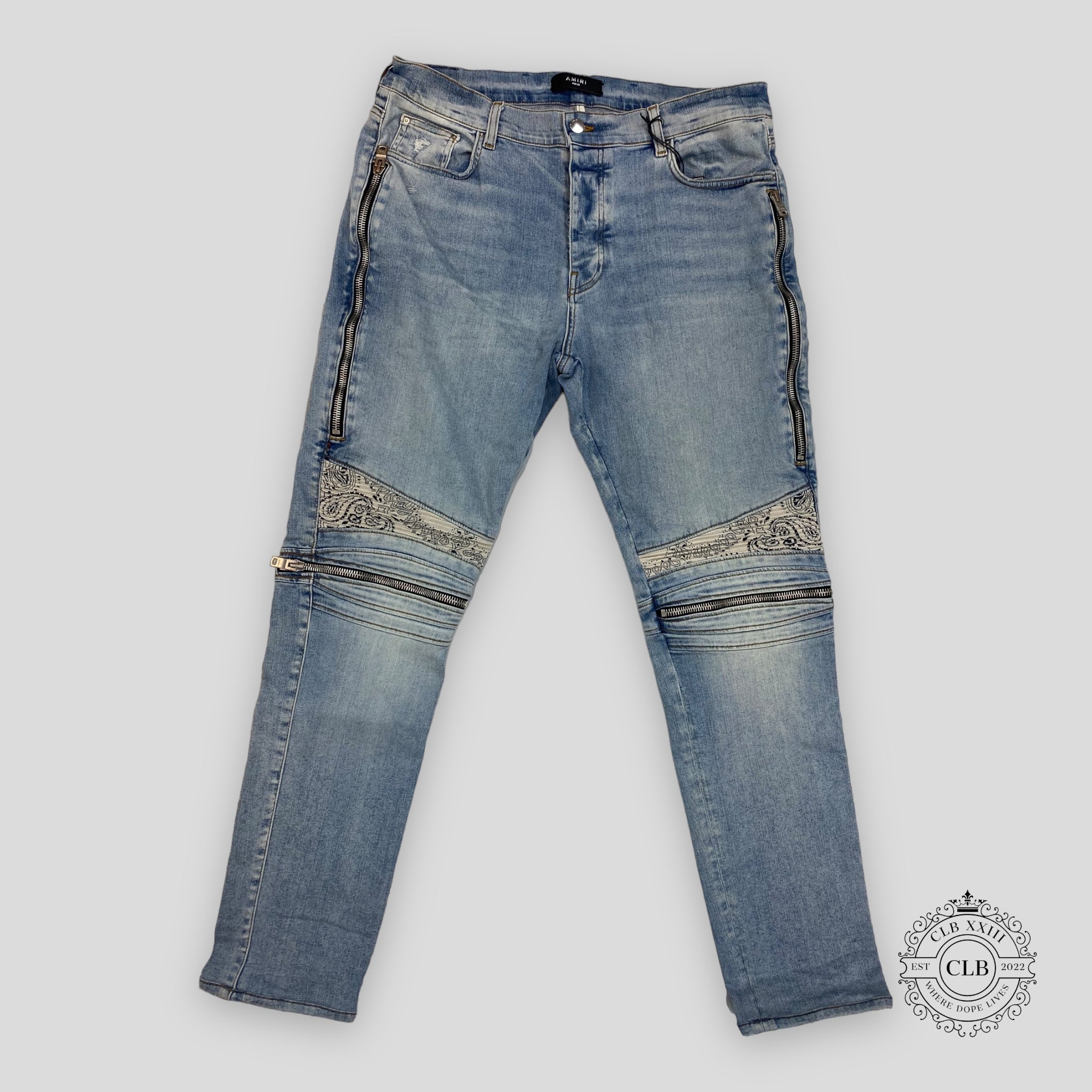 AMIRI MX2 WHITE BANDANA JEANS - CLAY INDIGO men's denim unisex 38