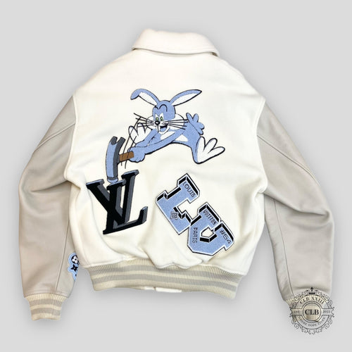 LOUIS VUITTON BUGS BUNNY VARSITY JACKET - WHITE Men's leather wool