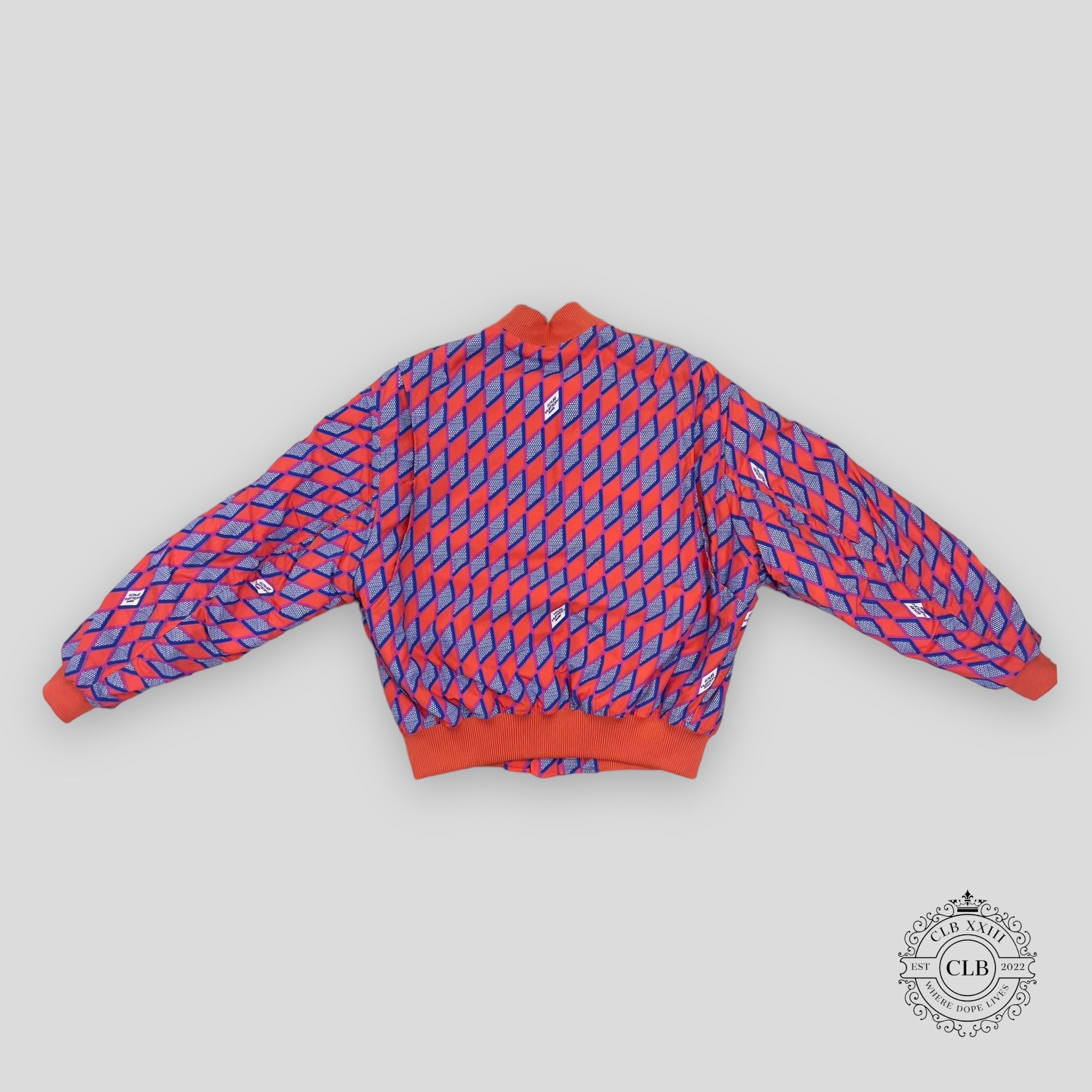 Louis Vuitton Diamond Damier Bomber Jacket 52 blue orange unisex men's