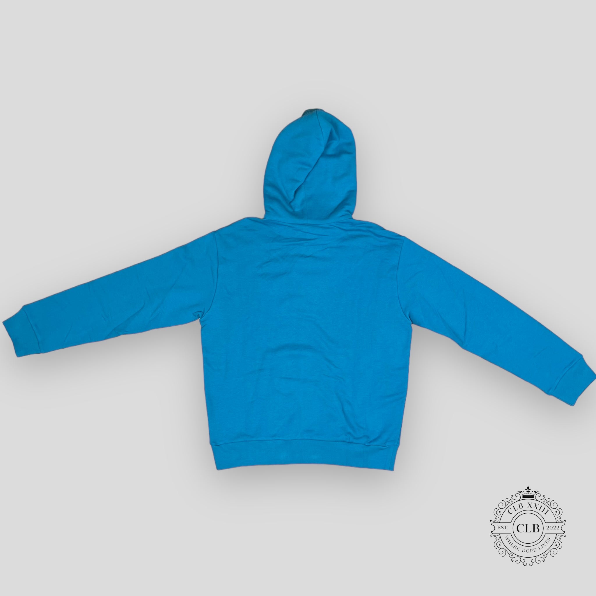 LOUIS VUITTON EMBROIDERED SIGNATURE COTTON HOODIE - PIGEON BLUE L XL men's