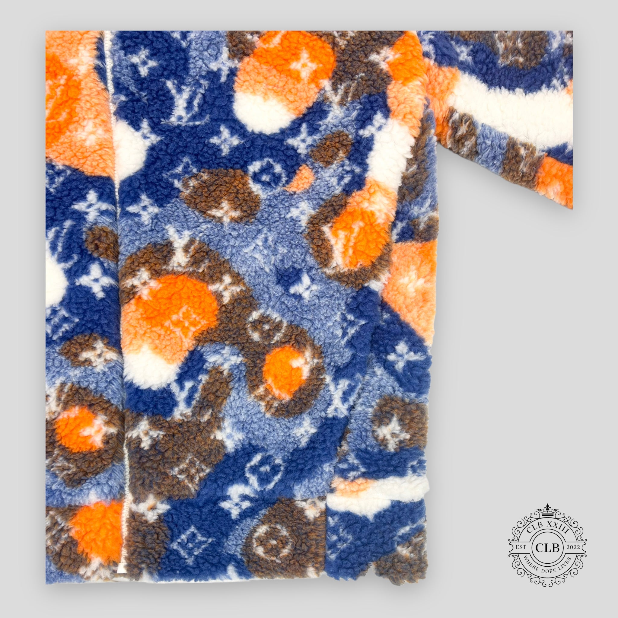 Louis Vuitton Jacquard Camo Fleece Jacket orange blue M XL XXL men's unisex