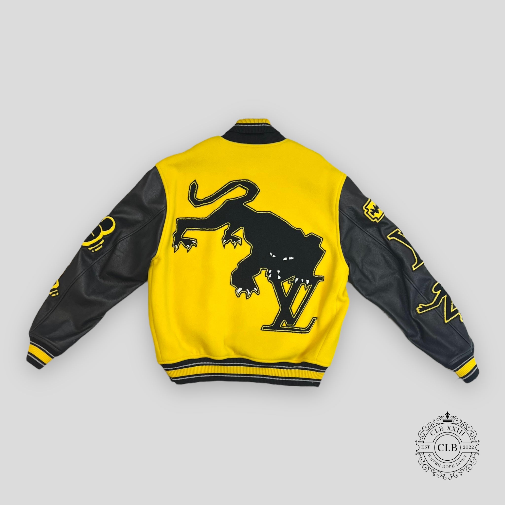 LOUIS VUITTON SS22 VARSITY JACKET - YELLOW/BLACK leather wool men's 50