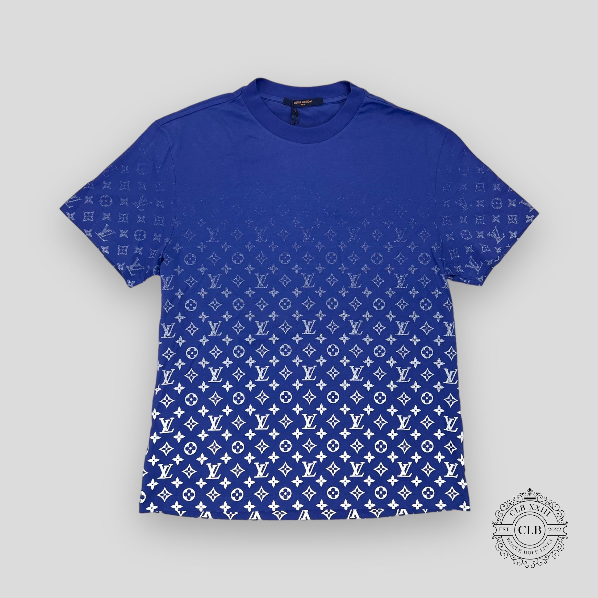 LOUIS VUITTON MONOGRAM DEGRADE T-SHIRT - BLUE/WHITE L XL men's unisex