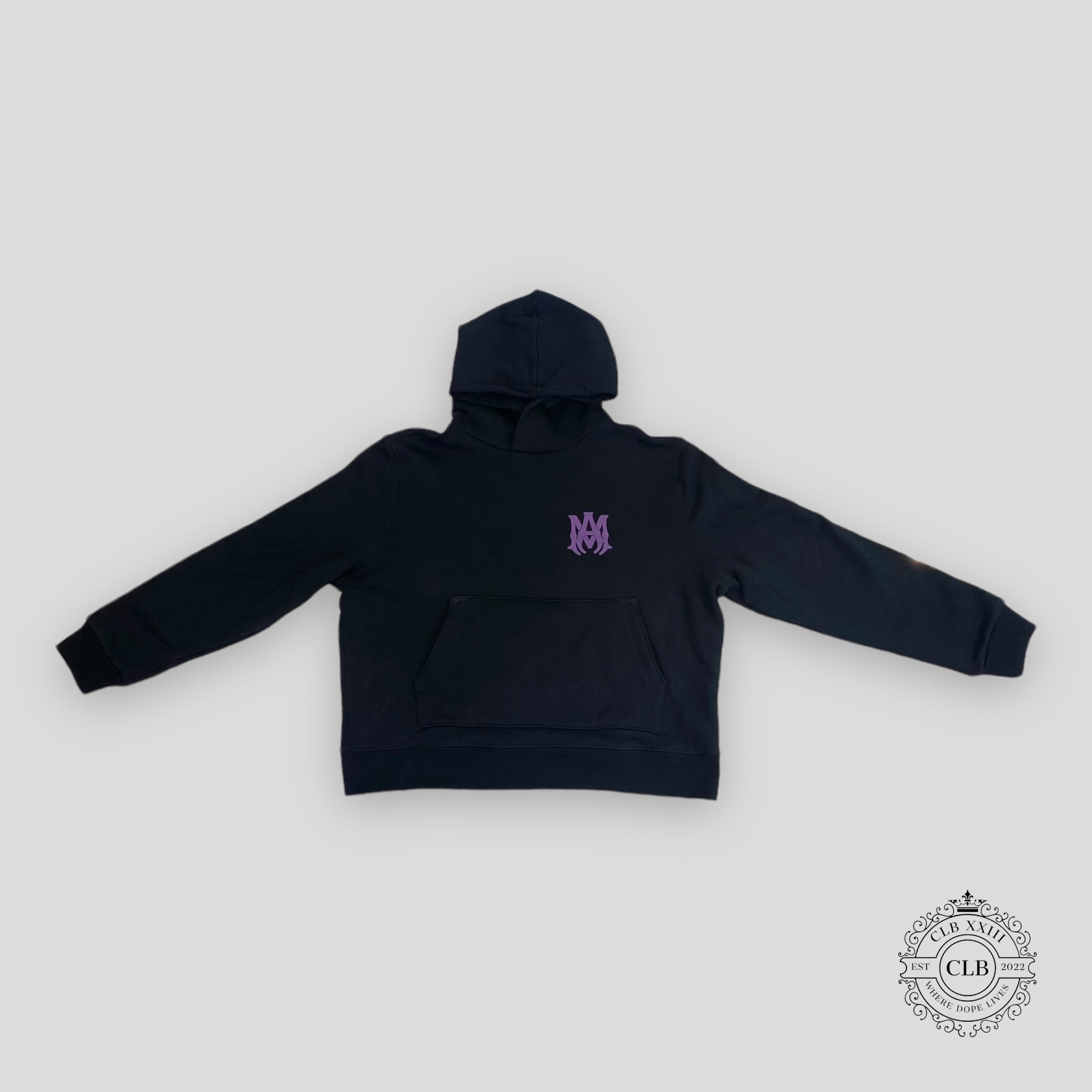 Amiri Ma Logo Hoodie in Black/Purple XL XXL men's unisex pullover