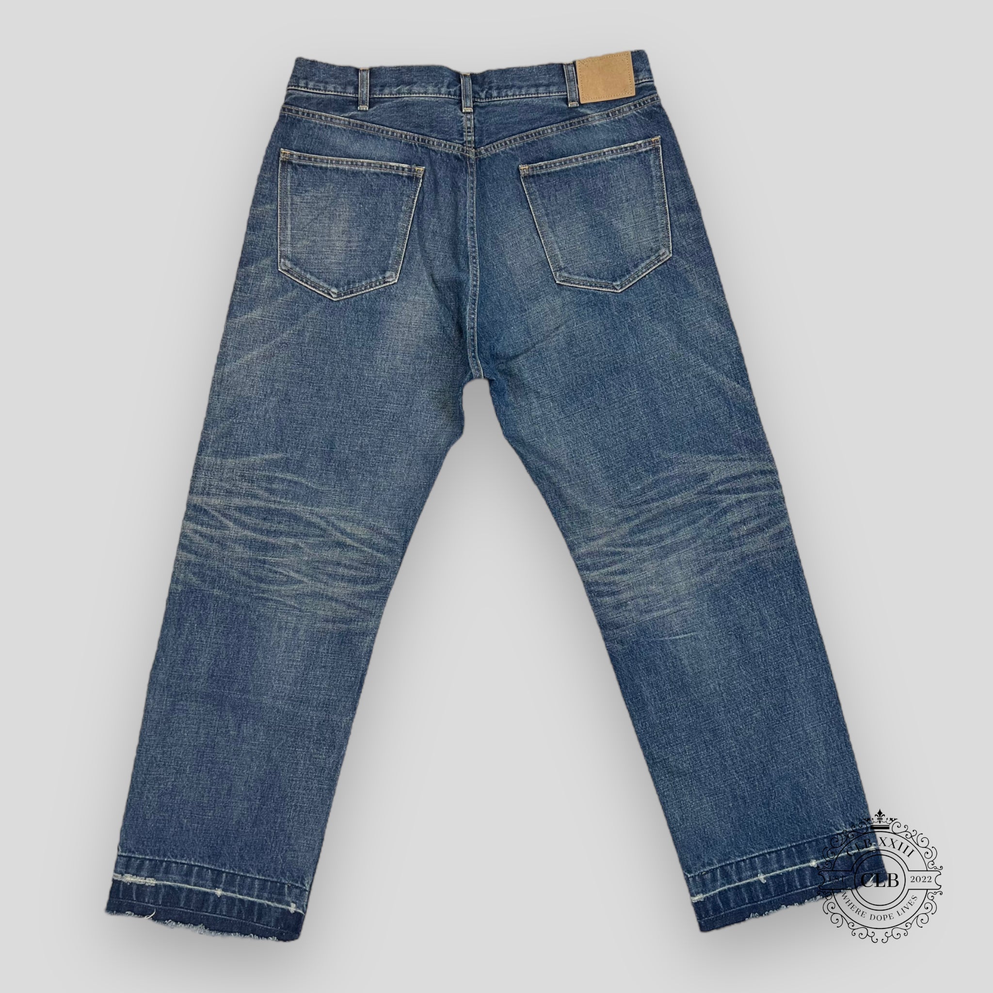 Celine Homme Wesley Straight-Leg Distressed Jeans in Dark Blue 32 34 Men's