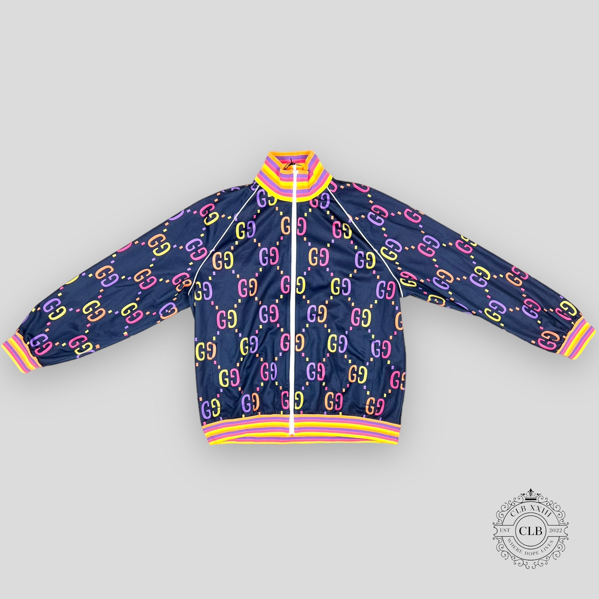 Gucci GG Jacquard Track Jacket in Blue/Multicolor unisex L XL XXL mens
