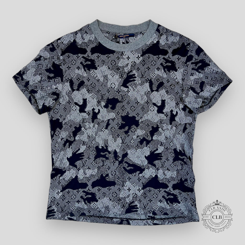 Louis Vuitton Camo Monogram Jacquard T-Shirt in Grey men's unisex black