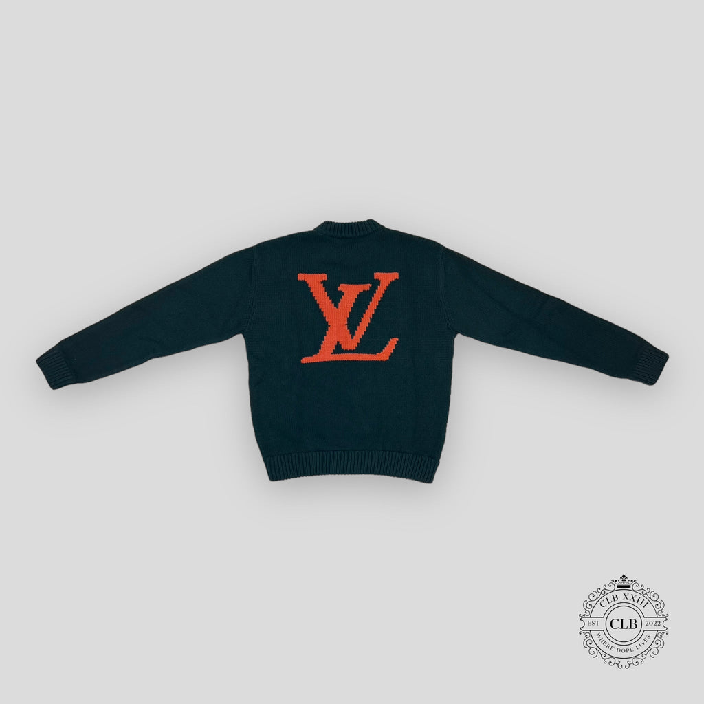 LOUIS VUITTON HANDKNIT CREWNECK SWEATER - GREEN pullover wool cashmere L XL
